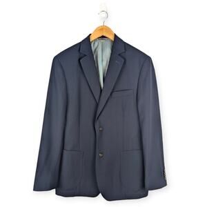 Q by Flynt Men's Navy Lightweight Wool Single Breasted Journey Blazer Size 40R